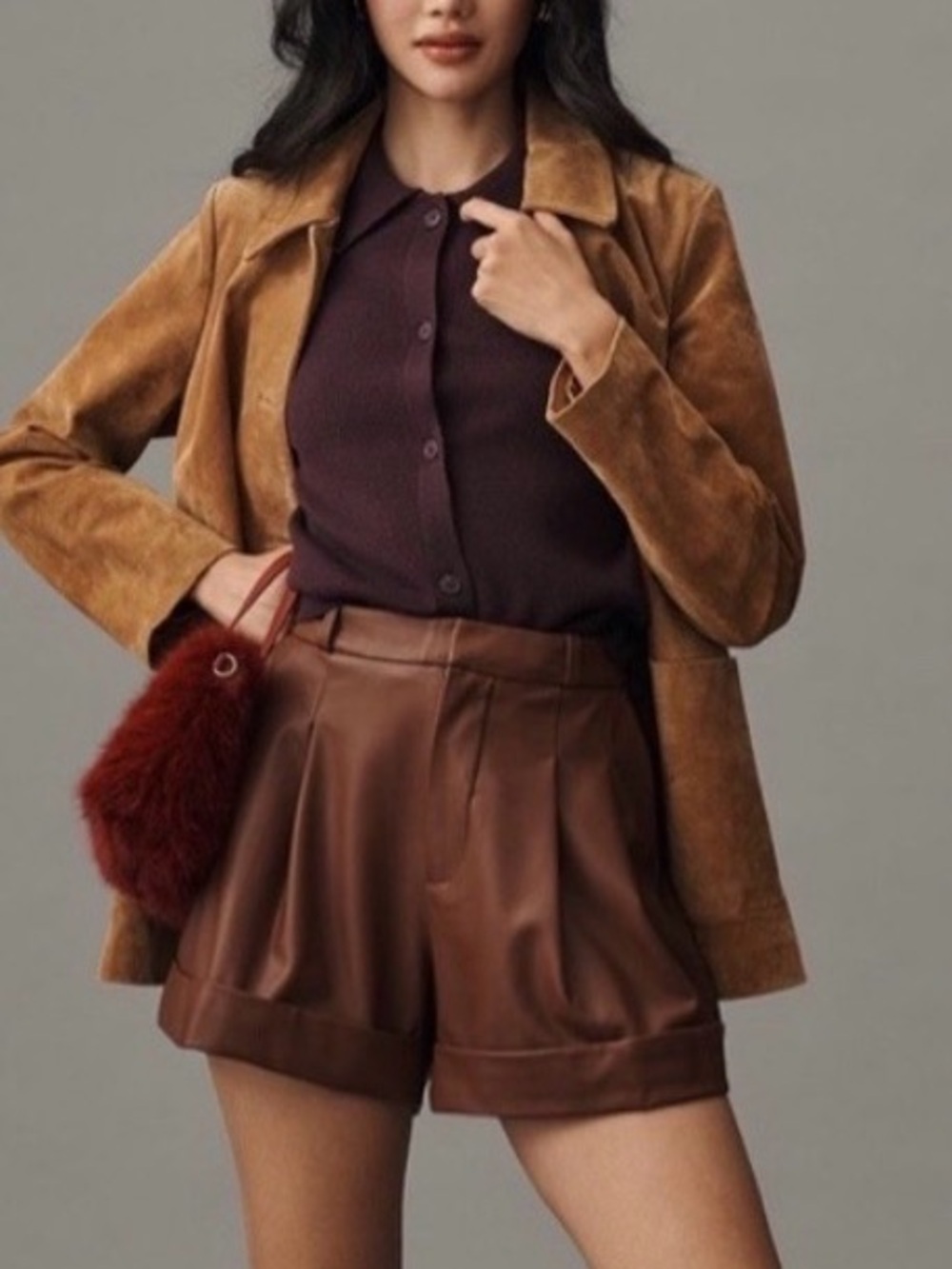 Brown Faux Leather Shorts Anthropologie